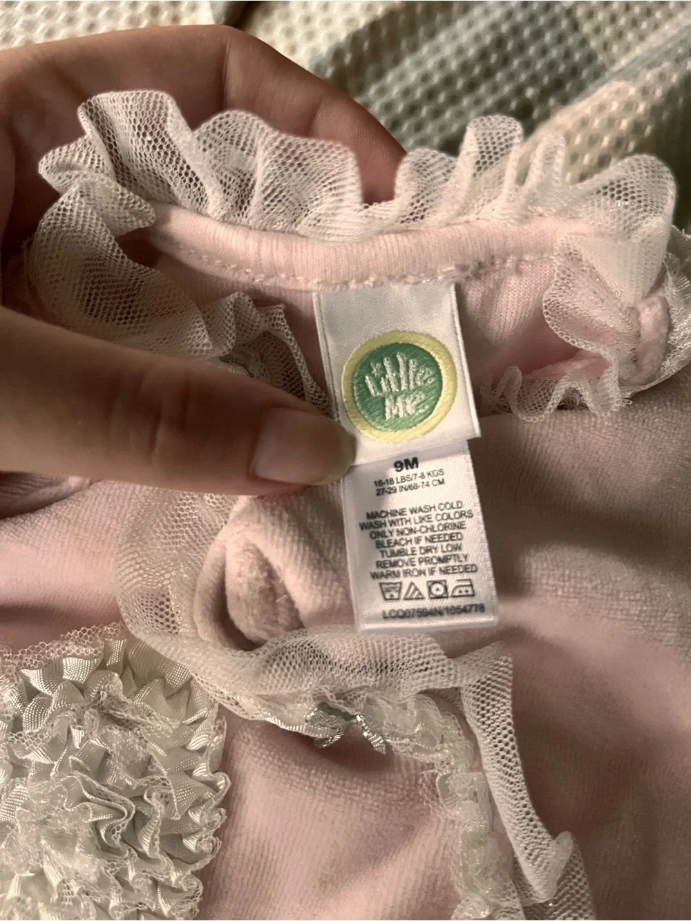 Little Me Pale Pink Ruffle Heart Footed One-Piece